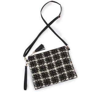 Tweed Plaid Tassel Handbag
